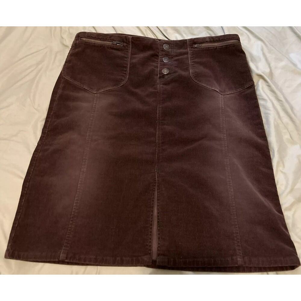 American Eagle Brown Corduroy Pocketed Skirt Size 10 Vintage READ